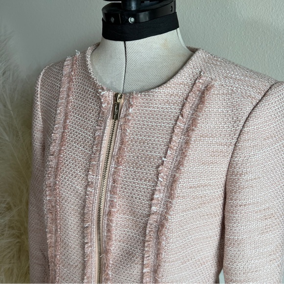 Karl Lagerfeld Pink Tweed Zip Front Blazer - Picture 7 of 16